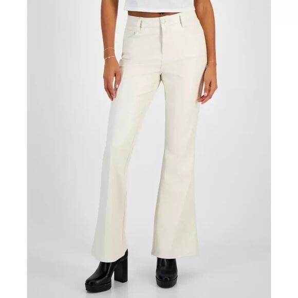 Dollhouse Pants - DOLLHOUSE WOMENS FAUX-LEATHER FLARE LEG WINTER WHITE SIZE 7/8 WAIST 30 LENGH 32